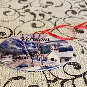 Vermont Ornament with Red Ribbon
